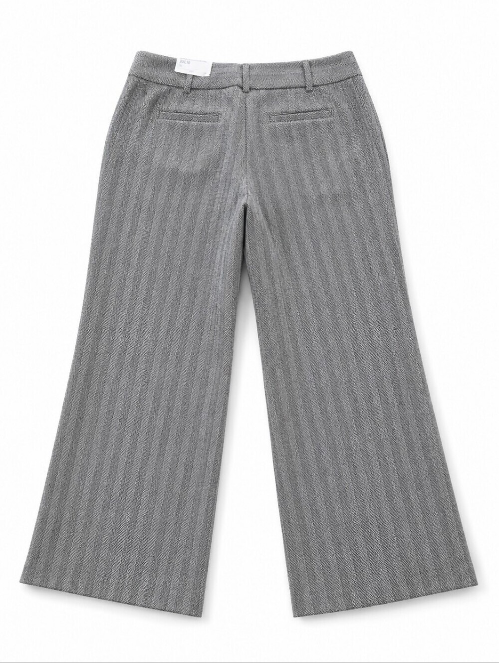 NWT Ann Taylor LOFT Julie Curvy Trouser Pants 10P Gray Herringbone Tweed Stretch - Picture 2 of 5